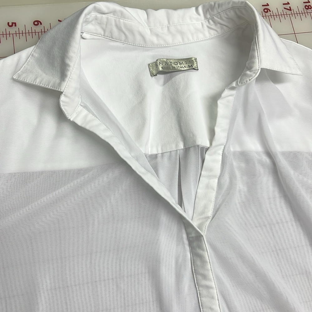 ANATOMIE Made in Italy Mesh Button Long SLV Contemporary City-Chic White Top M - Picture 5 of 16